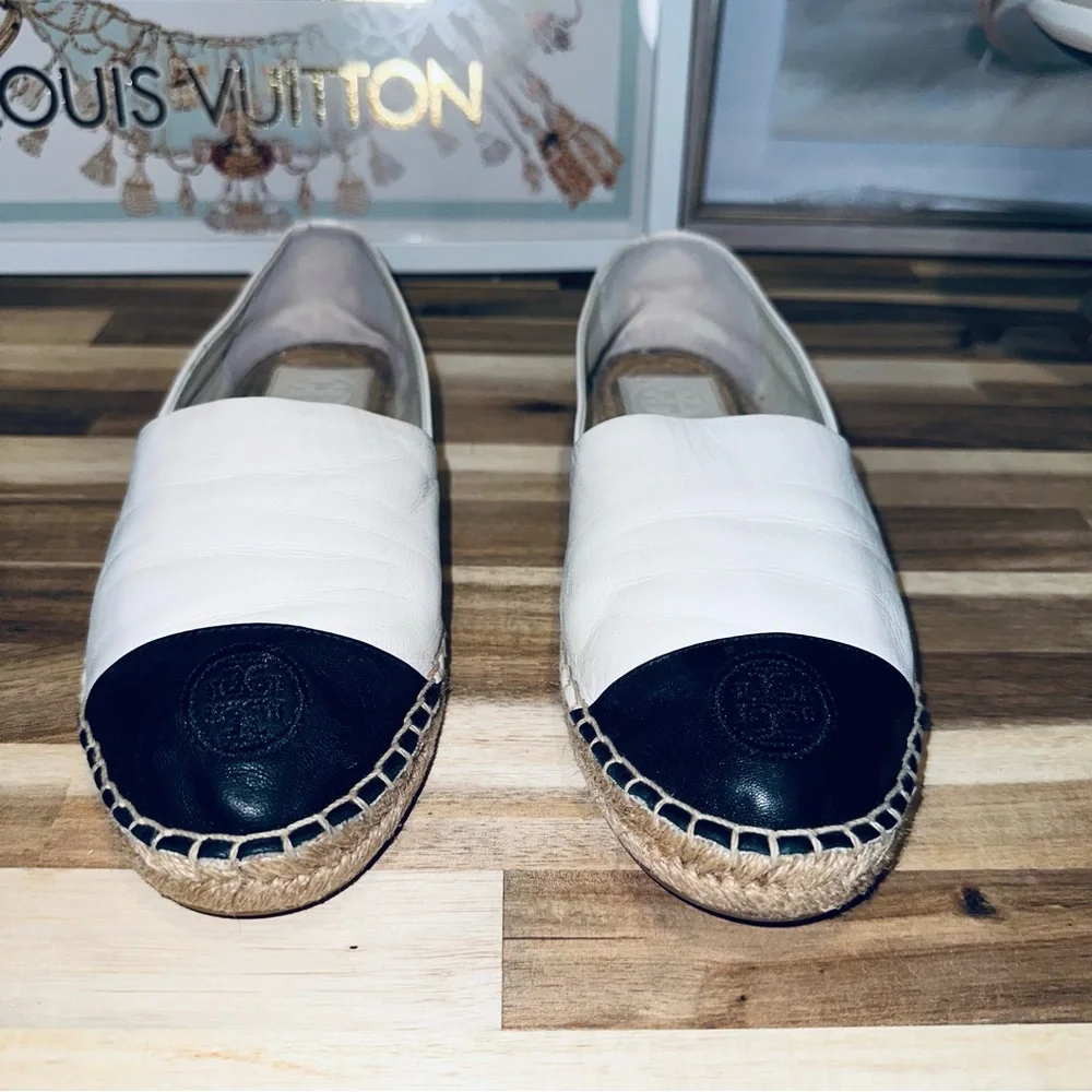 Tory Burch Bendon Color Block Espadrilles, ivory/black, Size 9